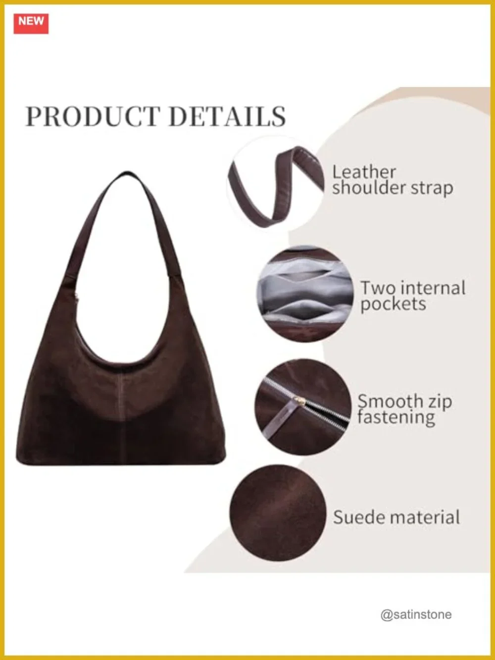 Suede Leather Hobo Shoulder Bag Slouchy Tote Handbag Crescent Purse for Women